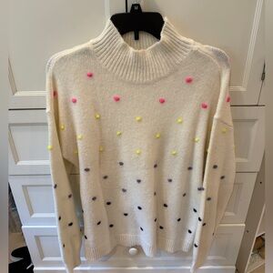 LOFT Cream Sweater with Colorful Dots